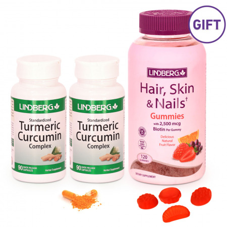 Turmeric Curcumin Complex Set of 2 & FREE Hair, Skin & Nails Gummies