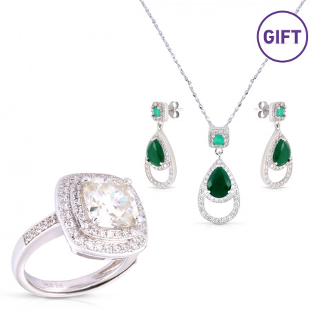 Moissanite Emerald Jewelry Set