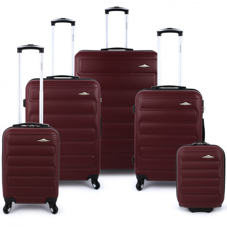مجموعة حقائب سفر مكونة من 5 قطع - أحمر داكن