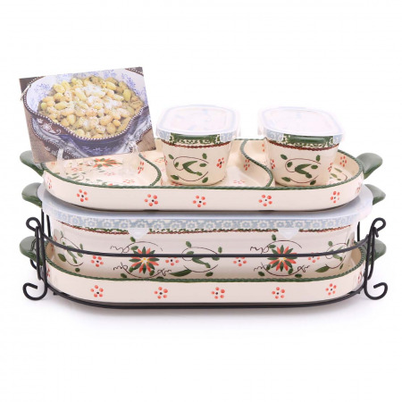 6 PC Squoval Old World Bakeware Set - Poinsettia & Recipes book
