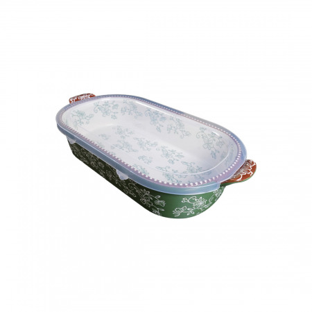 6PC Floral Squoval Bakeware Green & Manal Alalem Recipe Book