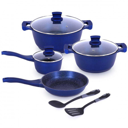 9 PCS Granite Cookware Set - Dark Blue