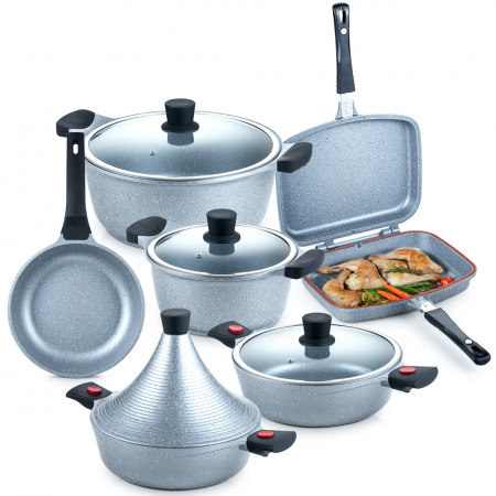 M1019 Marble Cookware Set 10 Piece - Gray
