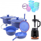 8 Pcs Wave Cookware Set Blue with Soup Maker & FREE Storage Set