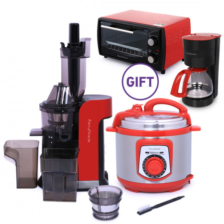 Large Caliber Juicer with Pressure Cooker & Oven & Red Coffee Maker