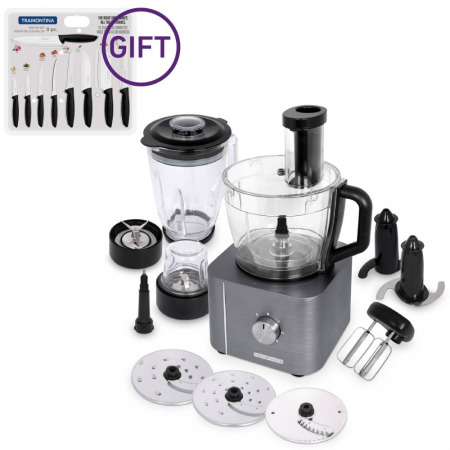 10-in-1 Food Processor HGM-405 - Grey & FREE 9 Pc Knife Set