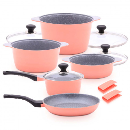 10Pc Dura Cookware Set - Pink
