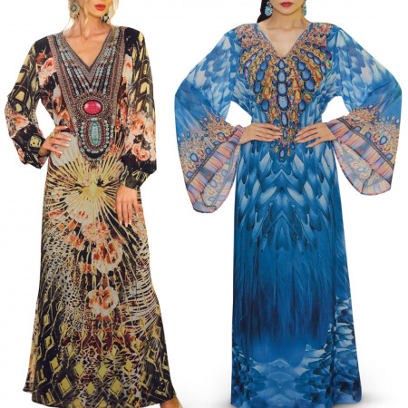 Abeer Jalabiya Collection Pack of 2 – Blue and Multi-colored