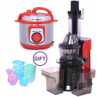 Large Caliber juicer-2095 Red With Pressure Cooker And 26 Pc Storage Set