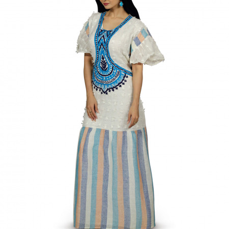 فستان فلكلوري متعدد الألوان من مزيونة