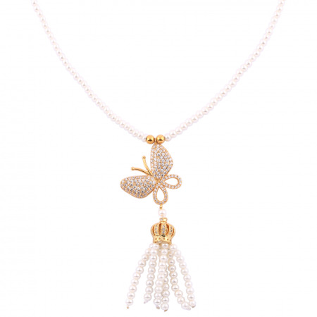 Cecilia butterfly gold pearl pendant
