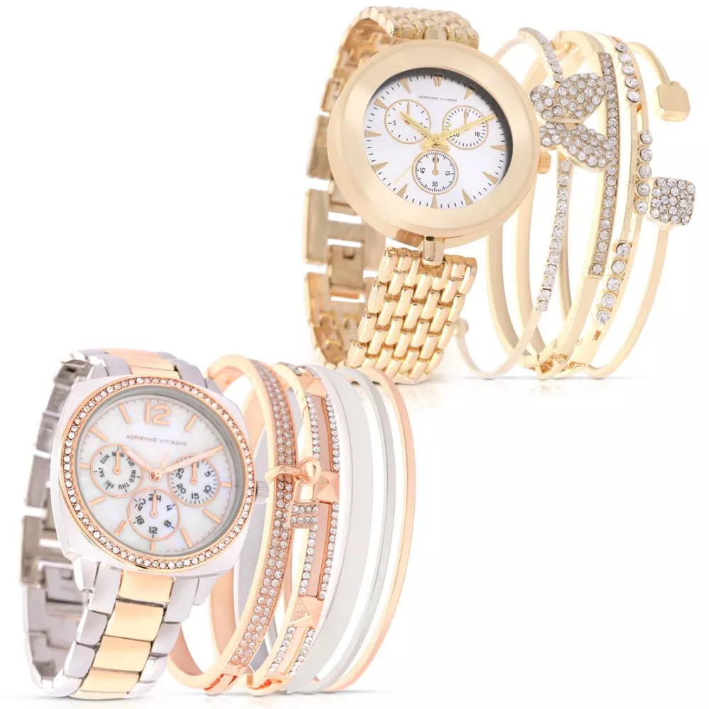 Adrienne Vittadini Runway Set of 2 Watches - Gold & Two-Tone