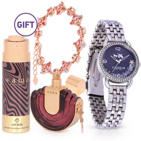 Silver Blue Dial Glitz Bezel Watch & Exotic Gifts