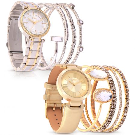 Elegant Set of 2 Watches - Silver & Gold