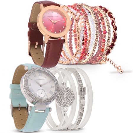 Sweet Lady Watch Collection Set of 2 - Tiffany & Maroon