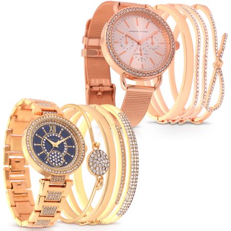 Graceful Set of 2 Watches – Gold & Rose Gold 