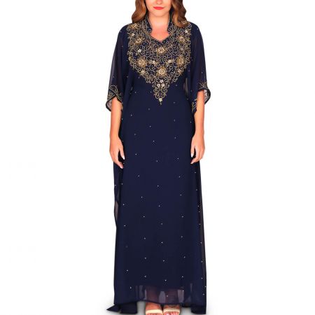 Maram Embellished Jalabiya - Royal Blue