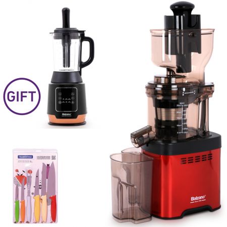 Whole mouth slow Juicer JE20-36M01 Red With  Soup maker And knife set 