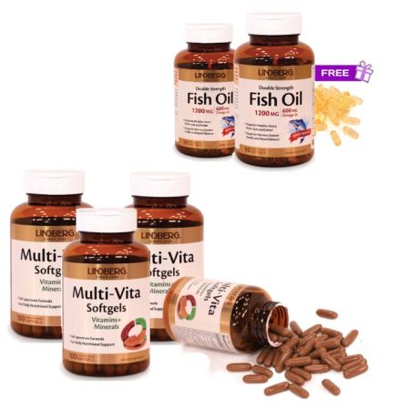 Multi-Vita Set of 4 & FREE Set of Fish Oil Bottles 