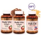 Multi-Vita (100 Quick Release Softgels) Set of 2 & FREE Omega-3 Capsules
