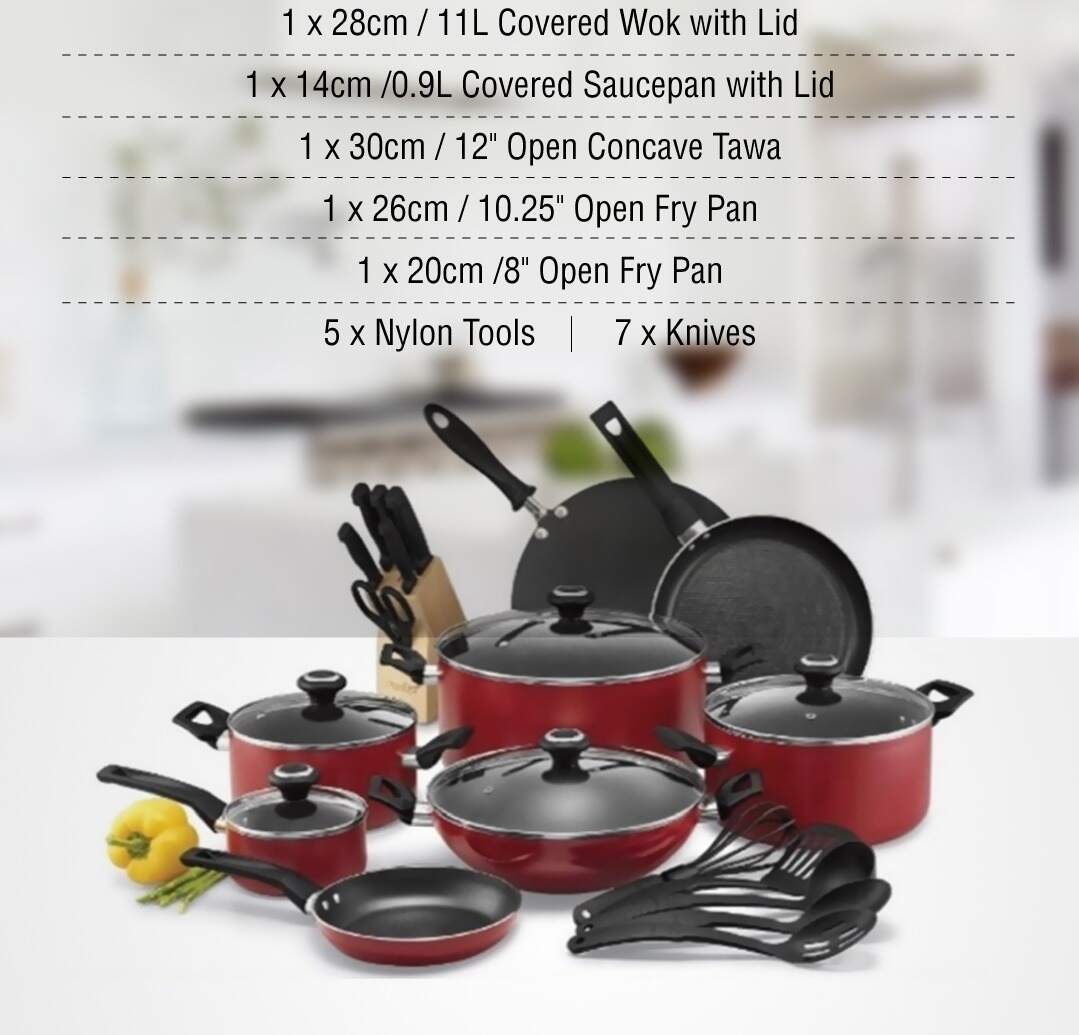 Pans and Utensils New Cookware set 25-Piece Non-Stick Pots Oven Safe 