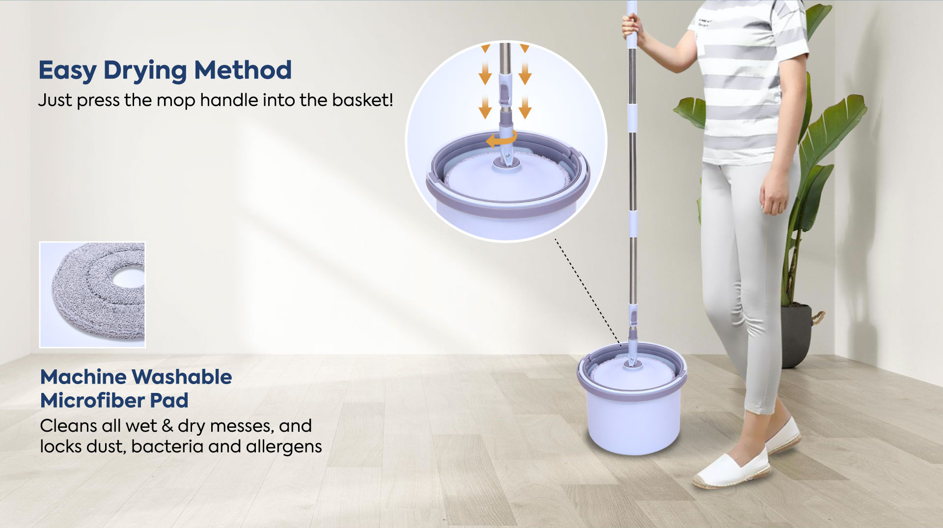 new Innovation two bucket system. Separates dirty from clean water Spin Mop 